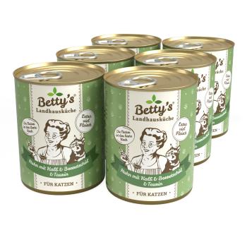 Betty's Landhausküche Katze Dose Huhn mit Kalb & Borretschöl (6 x 400g)